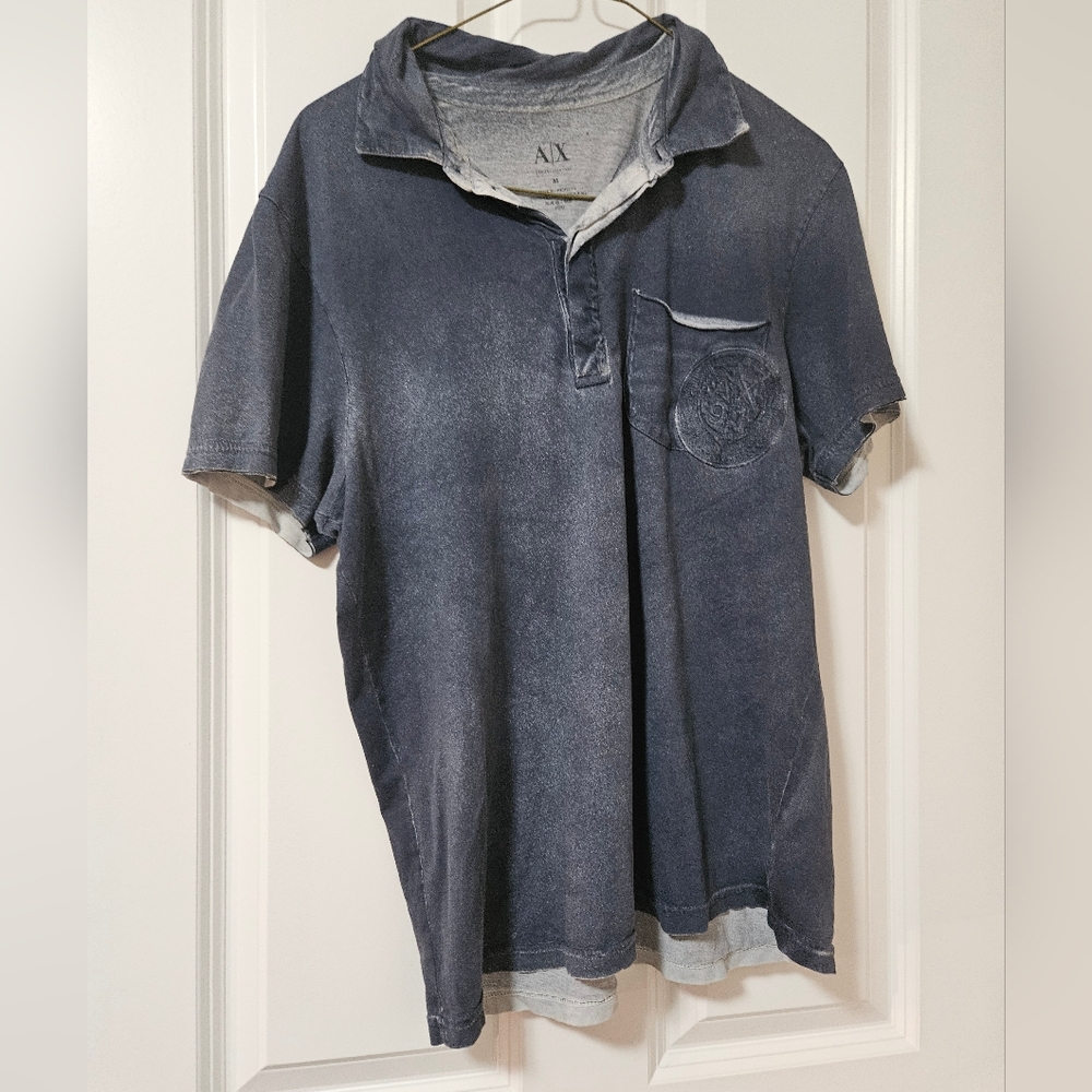 Armani Exchange M blue Distressed polo style shirt